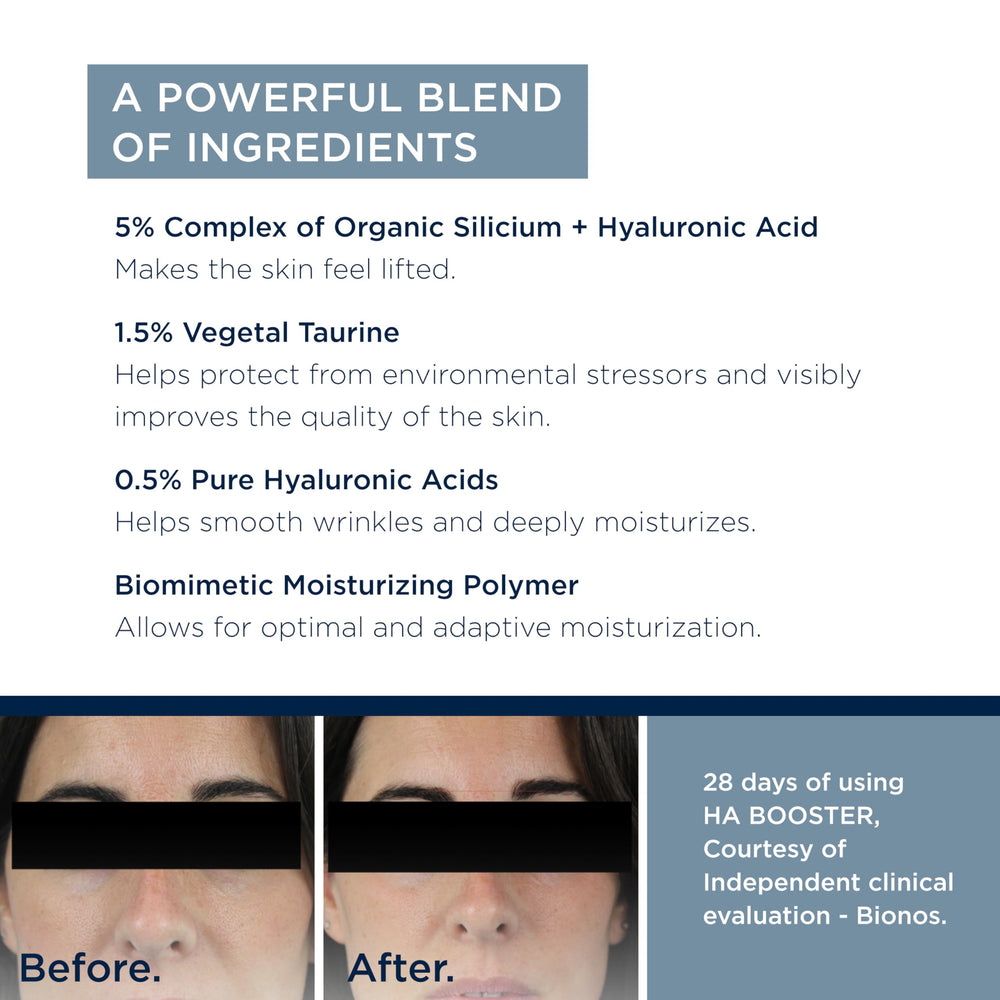 ALPHASCIENCE HA Booster Serum being applied to neck and décolleté for hydration.