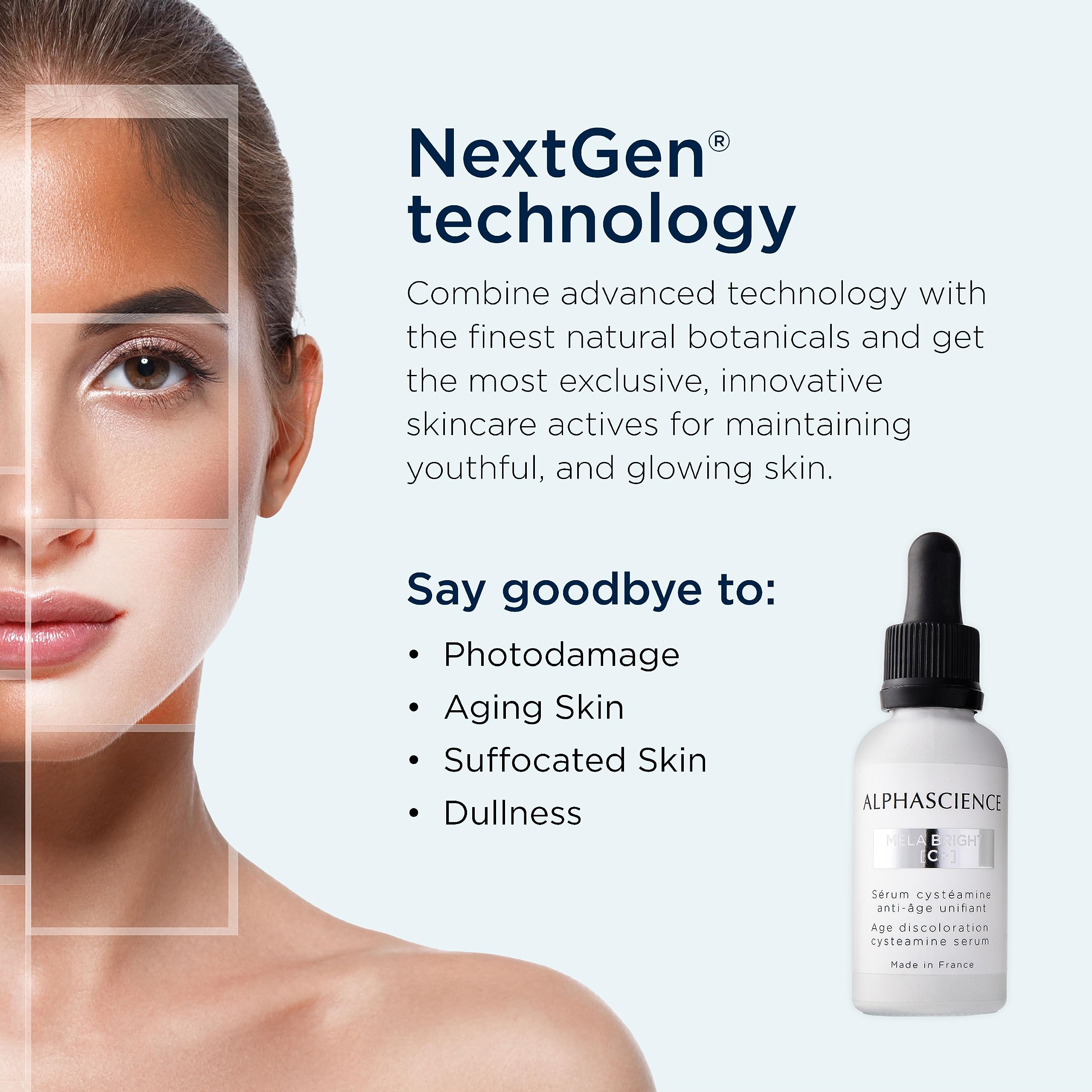 Application on skin demonstrates quick absorption of Mela Bright C+ Serum.