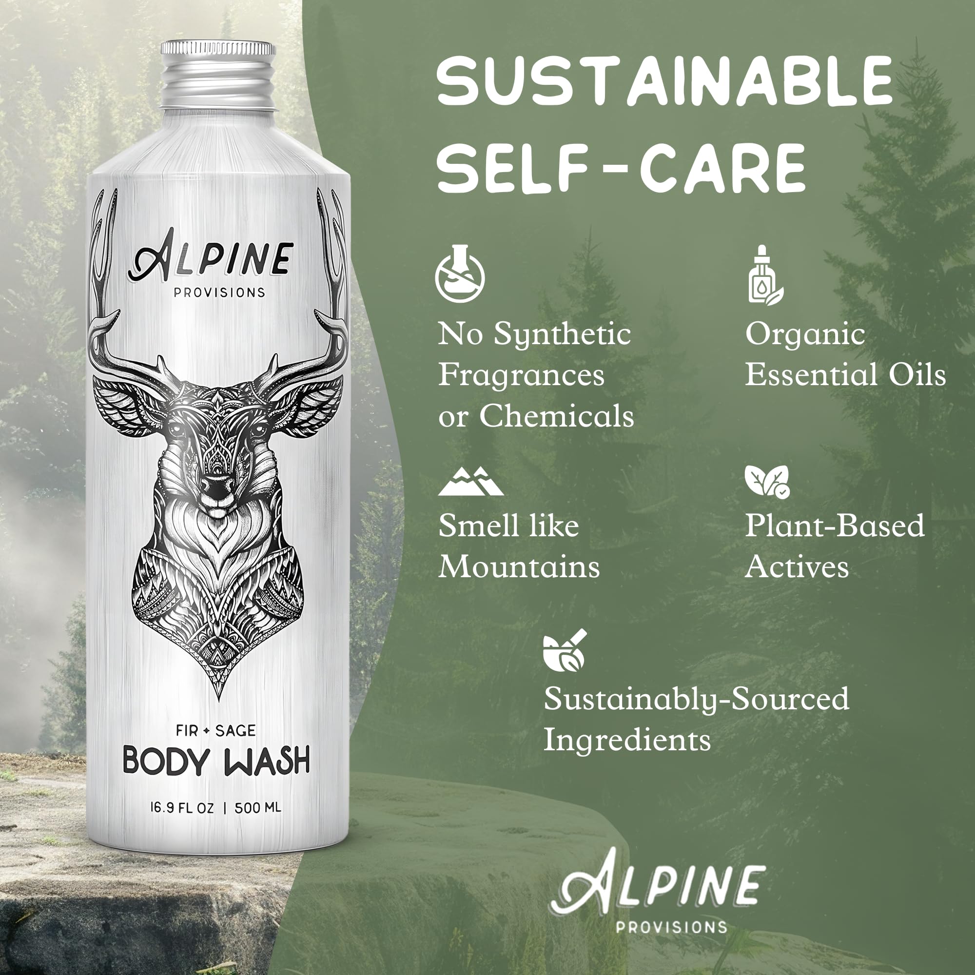 Alpine Provisions Fir & Sage bottle pours to release forest aroma