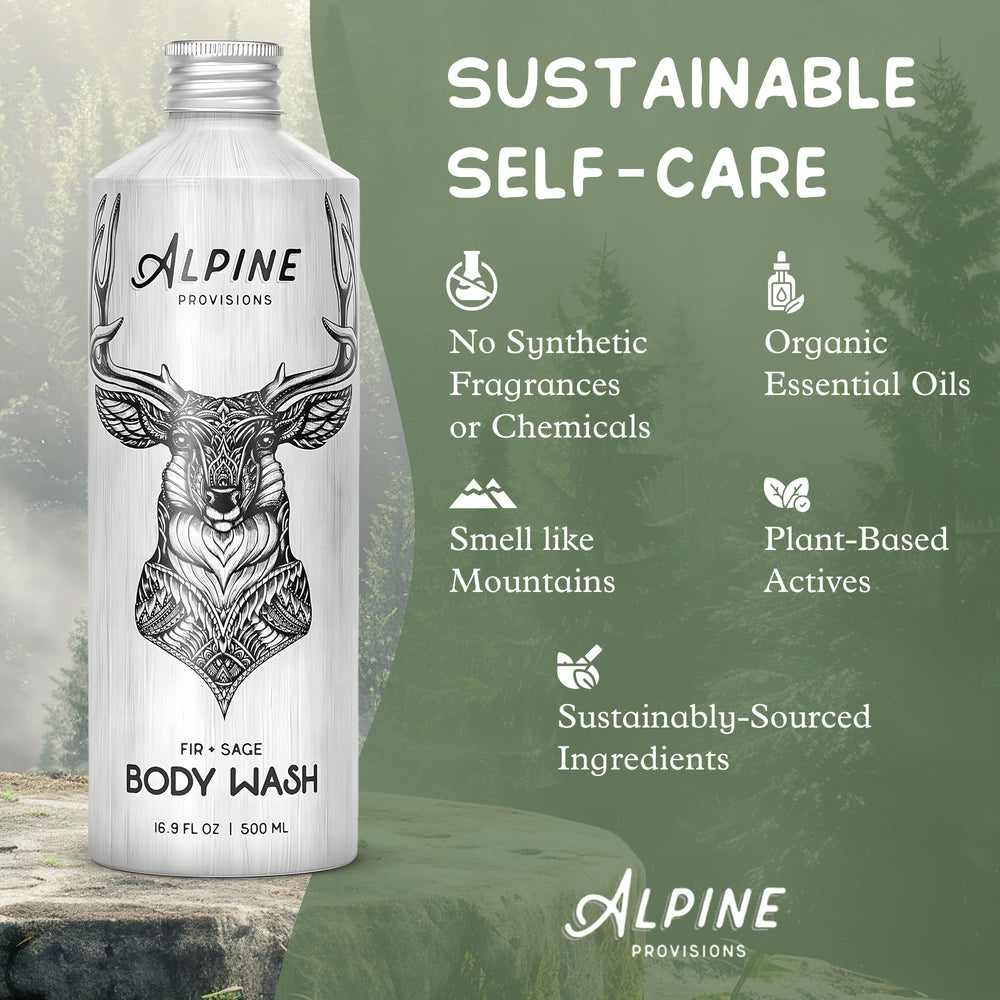 Alpine Provisions Fir & Sage bottle pours to release forest aroma
