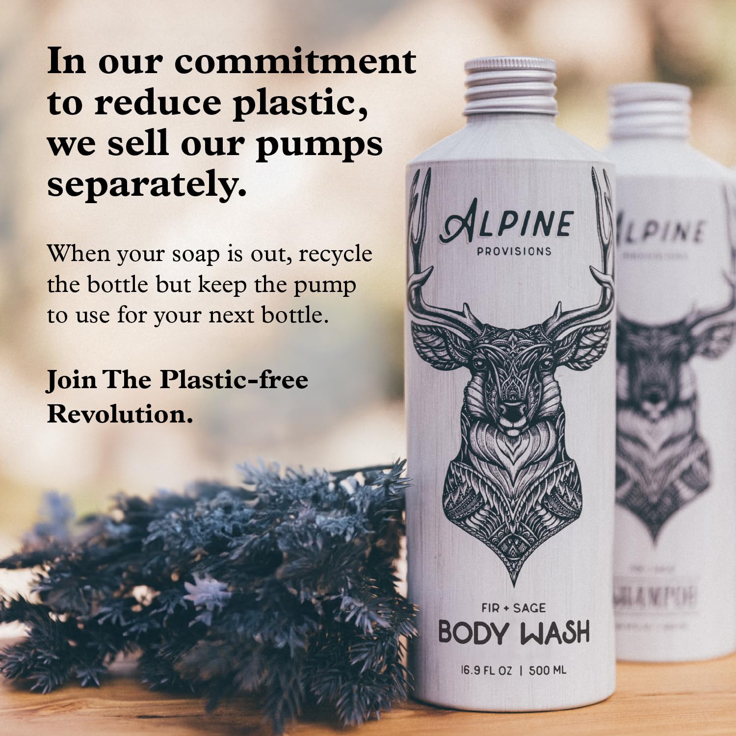 Alpine Provisions aluminum bottle packaging reduces plastic waste