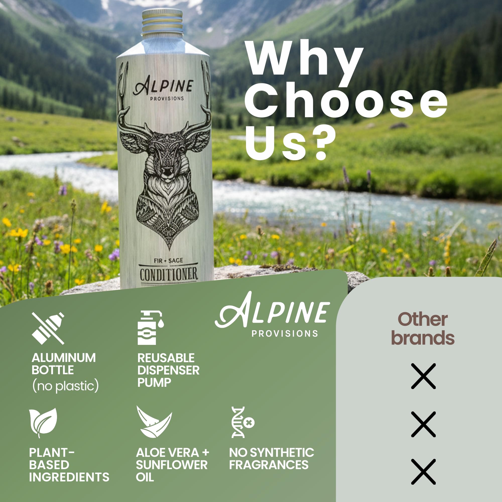 Alpine Provisions vegan cruelty-free label emphasizing clean, plant-based ingredients.