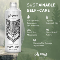 Alpine Provisions lavender and juniper foam close-up showing rich lather for gentle cleansing.