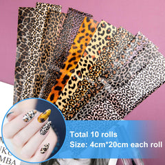 Alpinleux leopard print decals on nails provide bold color and shine.