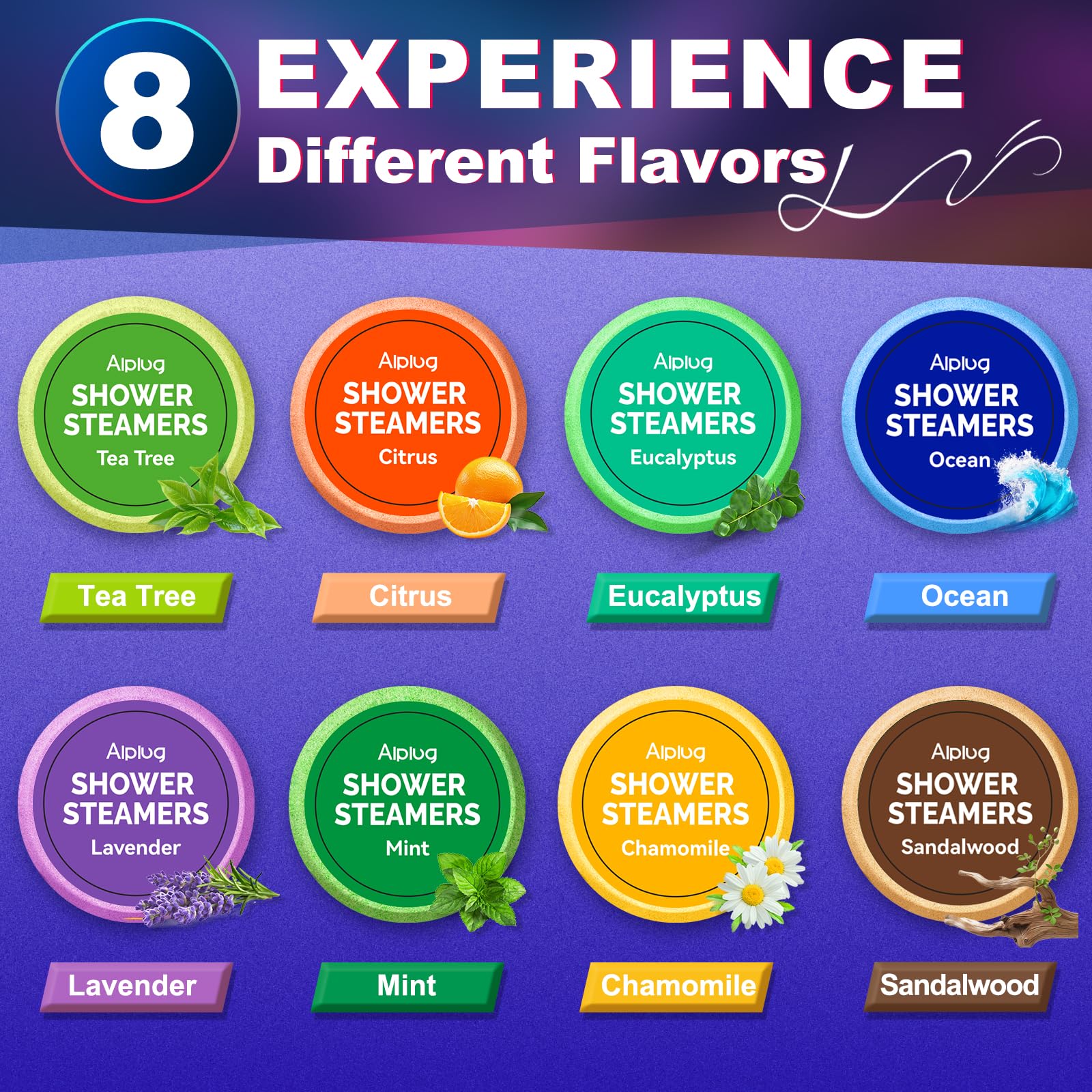 ALPLUG eight scents collection for mood-enhancing aromatherapy in shower