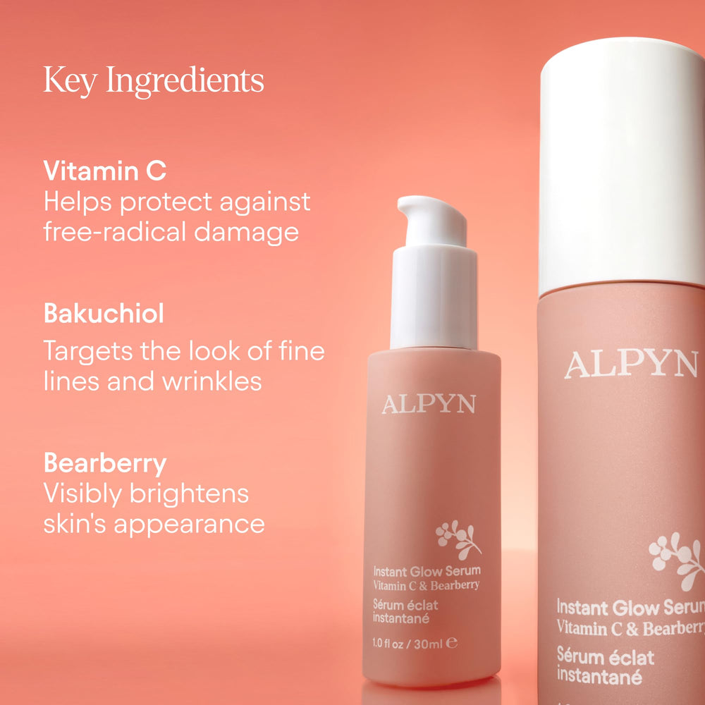 Alpyn Beauty Brightening Glow Serum on skin with natural finish and glow.