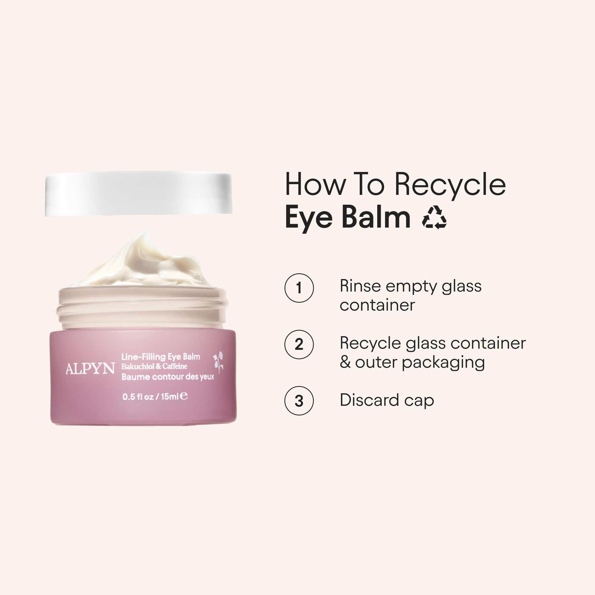 Alpyn Beauty Line-Filling Eye Balm ingredient panel and natural blend.
