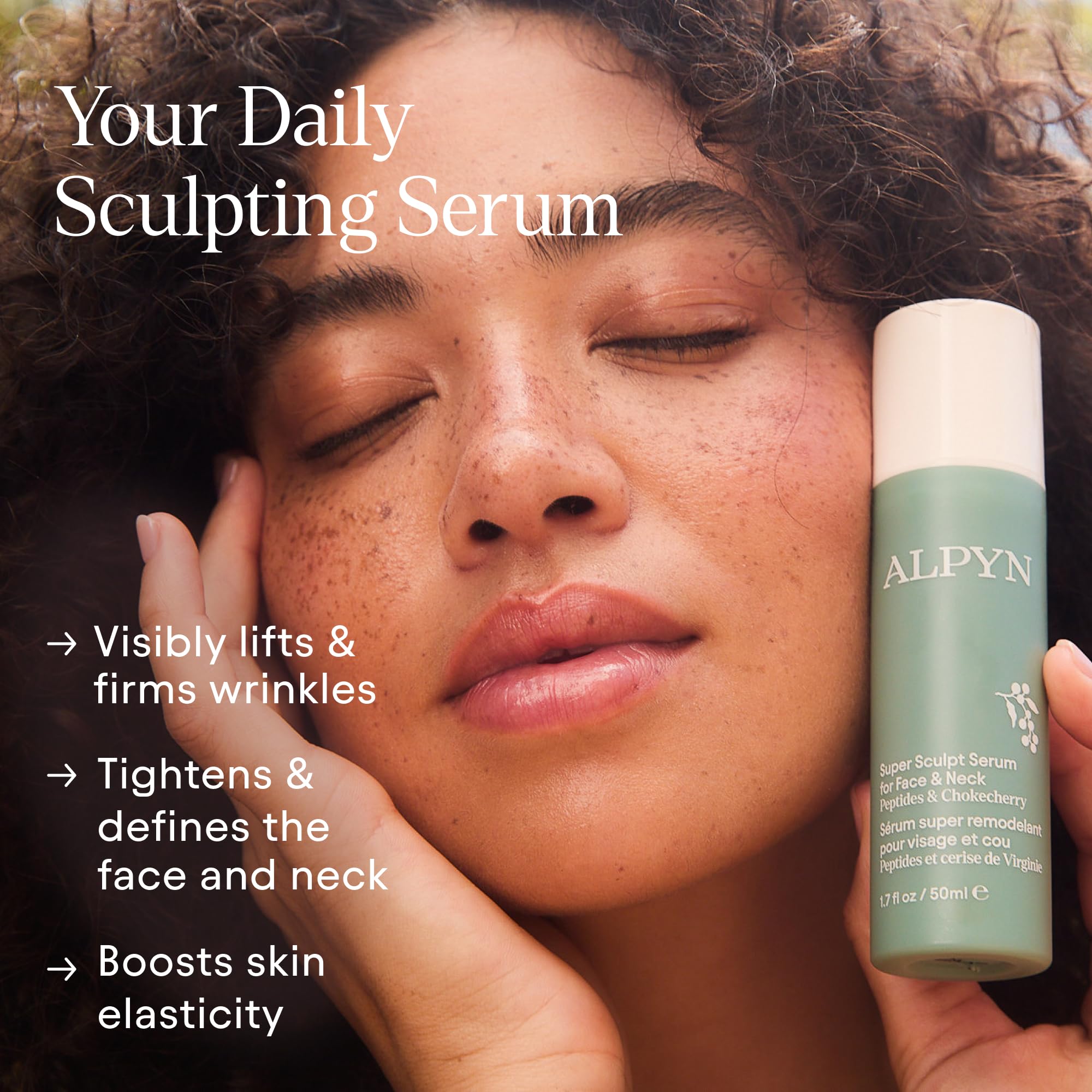 Alpyn Beauty Super Sculpt Serum pump action enables easy, mess-free daily use.