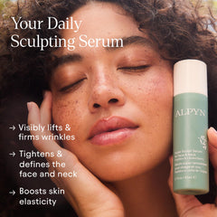 Alpyn Beauty Super Sculpt Serum pump action enables easy, mess-free daily use.