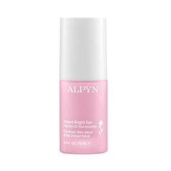 Alpyn Beauty Instant Bright Eye ingredients close-up featuring peptides and niacinamide for brightening.