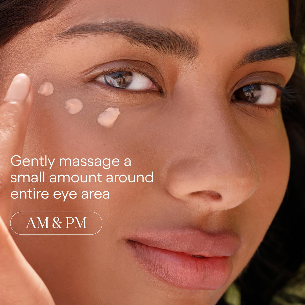 Alpyn Beauty Instant Bright Eye peach hue swatch demonstrates visible tone improvement.