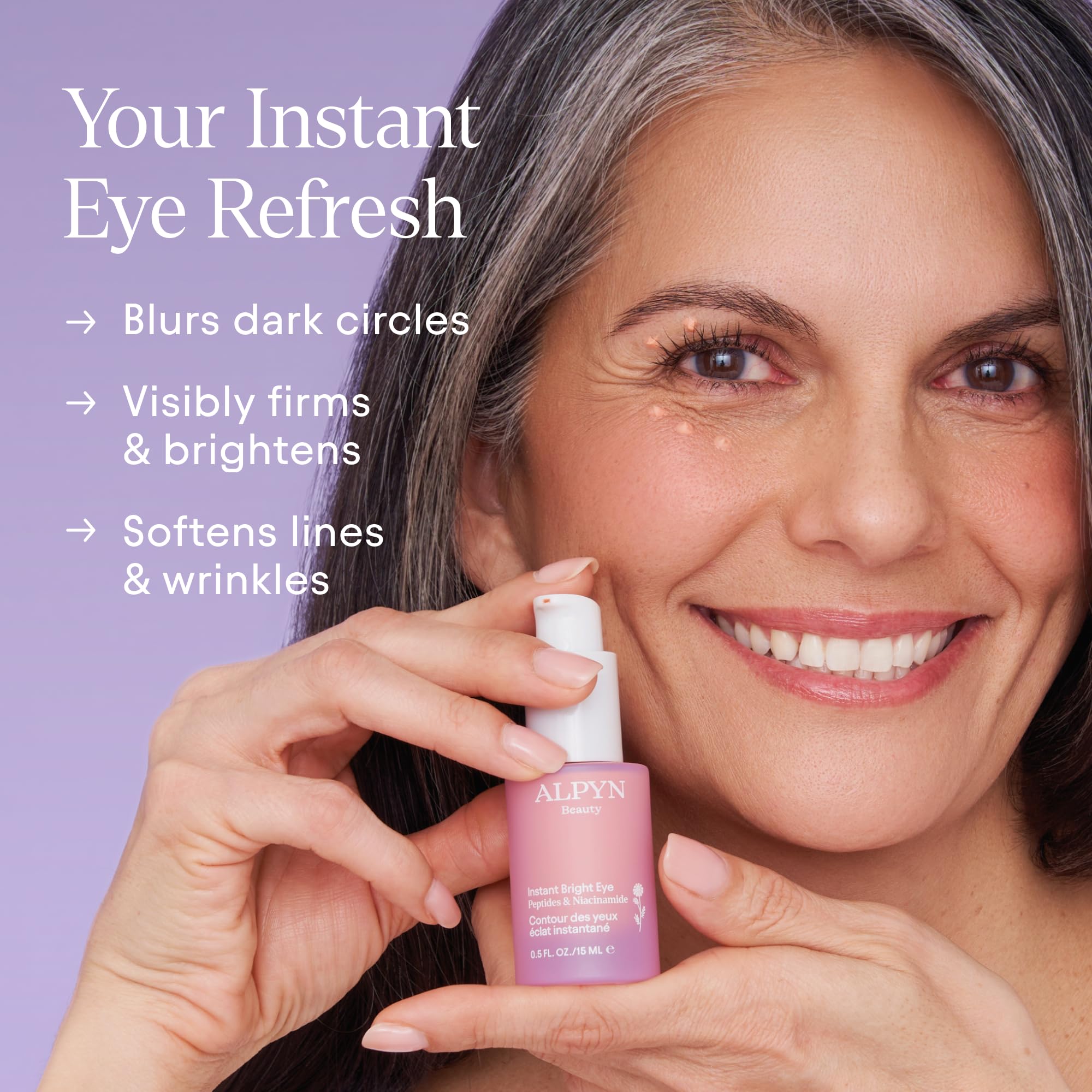 Alpyn Beauty Instant Bright Eye texture close-up suggests firming and smoothing benefits.