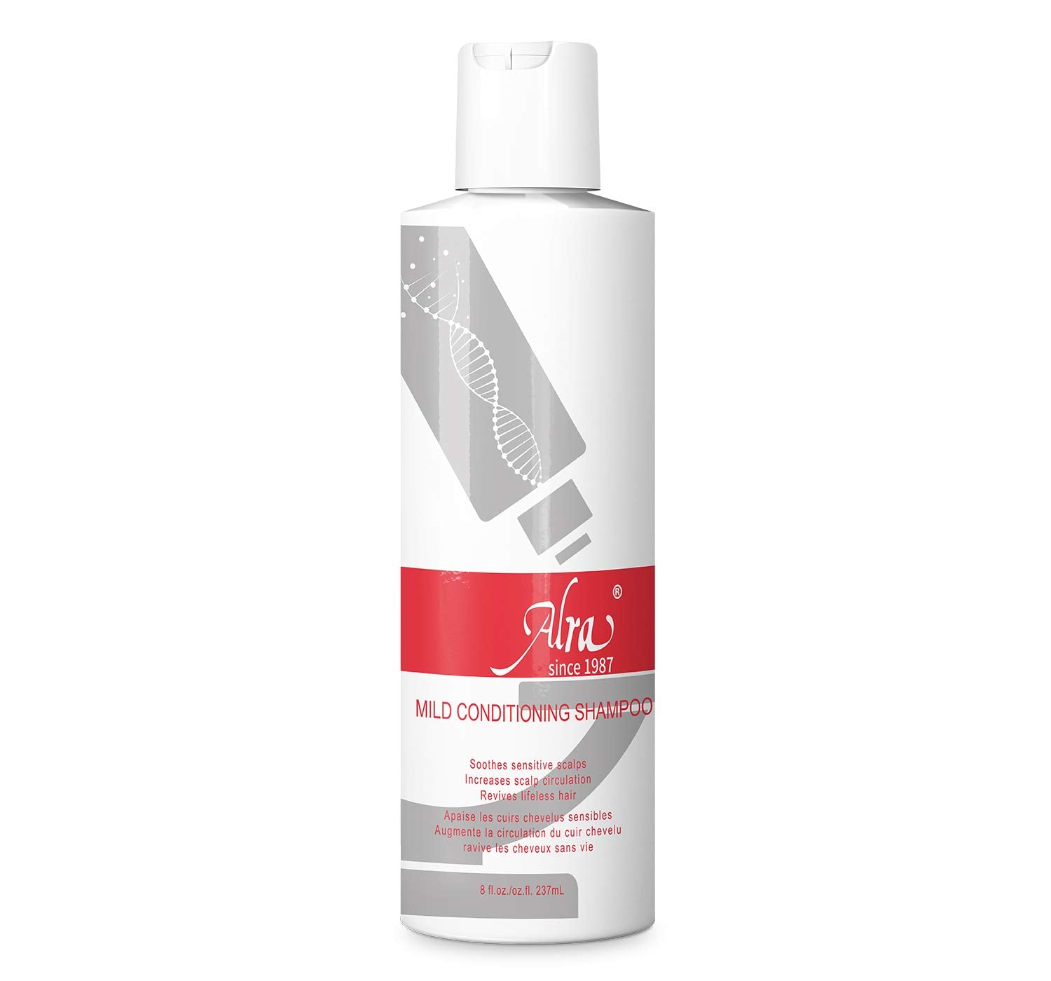 Alra Mild Shampoo bottle front view for gentle cleansing on sensitive scalps.