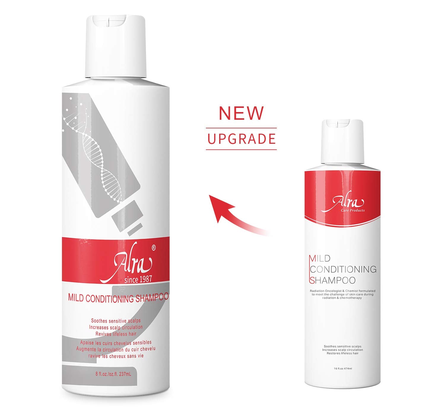 Alra Mild Shampoo bottle with soft lather for irritated scalps.