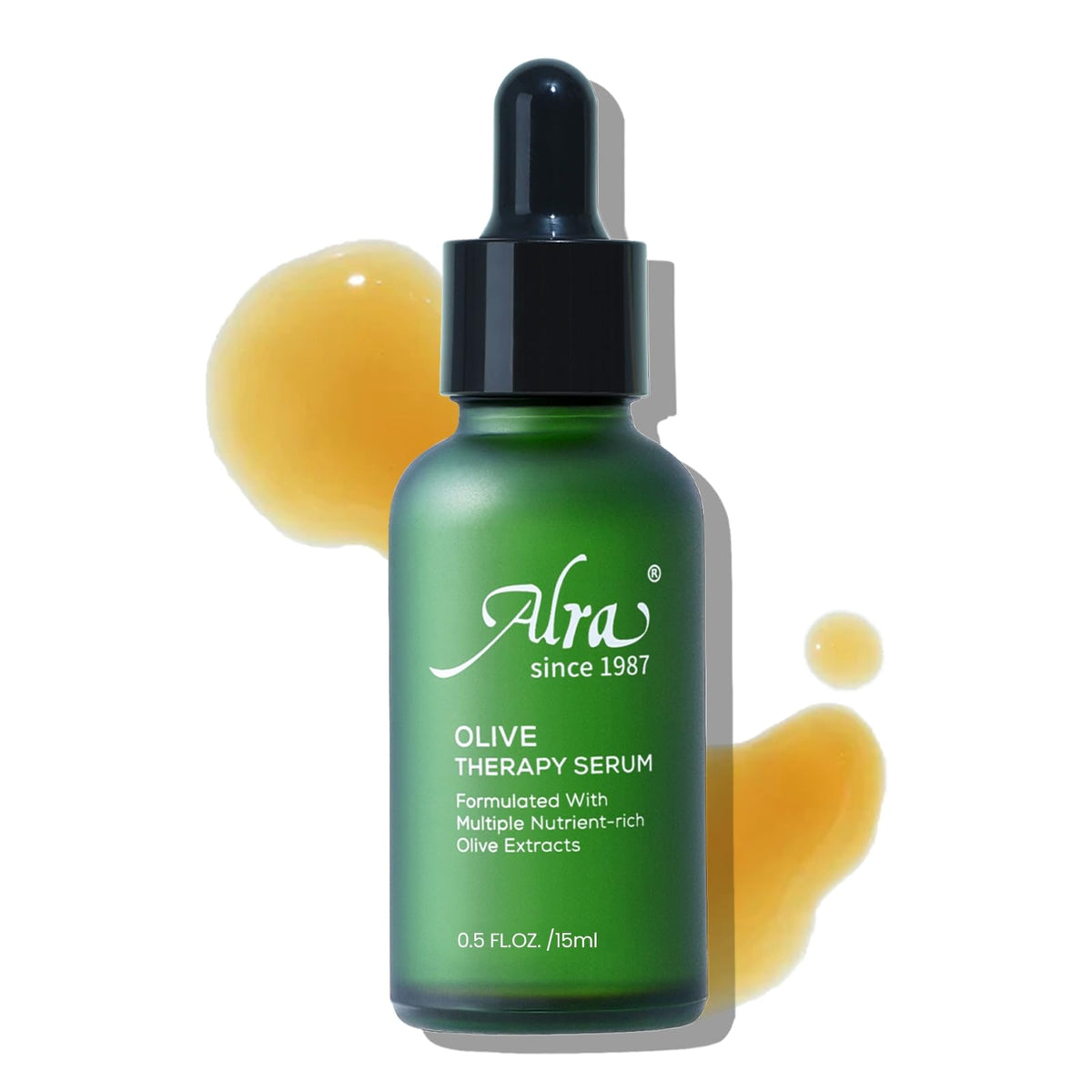 Alra Olive Therapy Serum bottle front with premium packaging for acne support