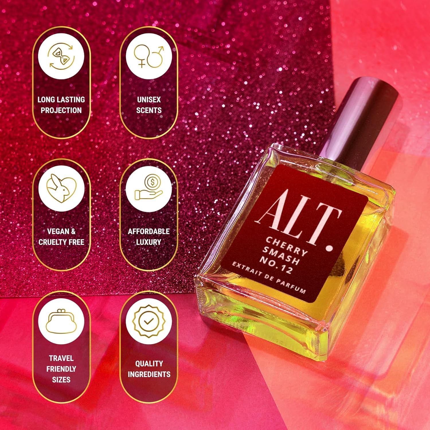 ALT Cherry Smash bottle label, elegant presentation suitable for gifting.