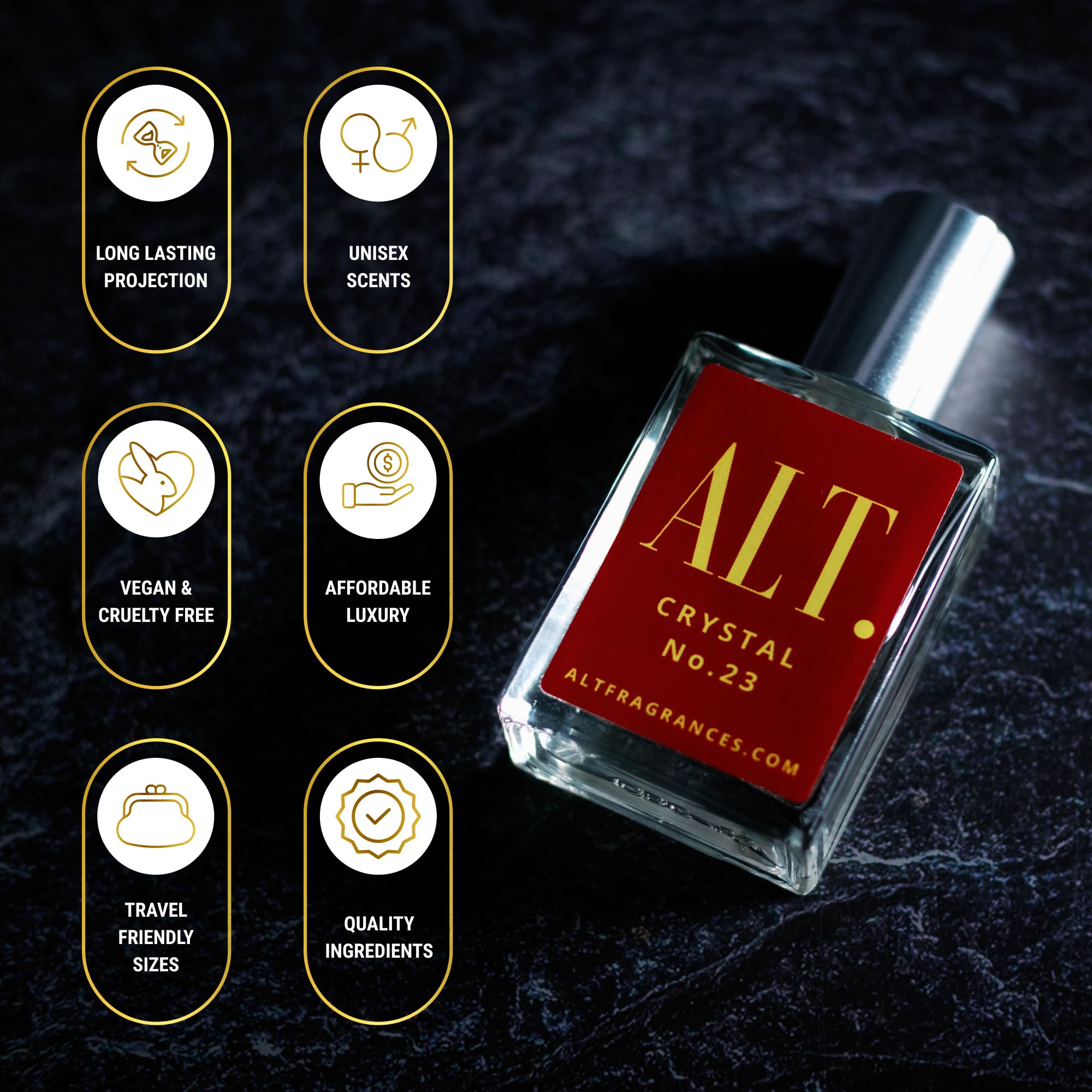 ALT Crystal No. 23 Extrait de Parfum application shot for layering and daily use