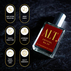 ALT Crystal No. 23 Extrait de Parfum application shot for layering and daily use