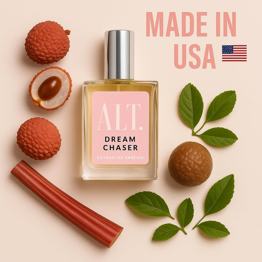 ALT. FRAGRANCES Dream Chaser base notes cacao and patchouli for a lasting finish