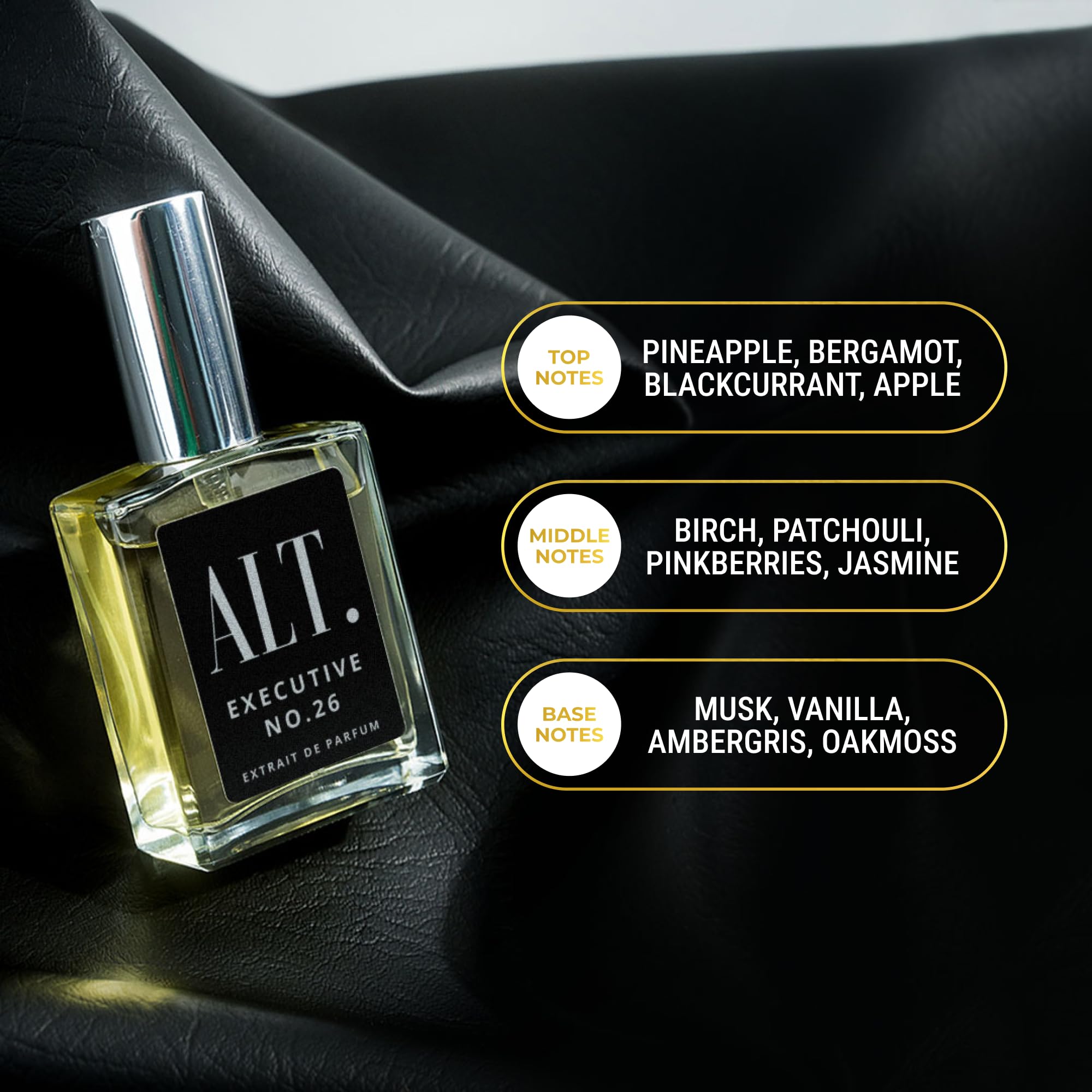 ALT. Fragrances Executive 26 cap detail highlights sleek, masculine design for easy application