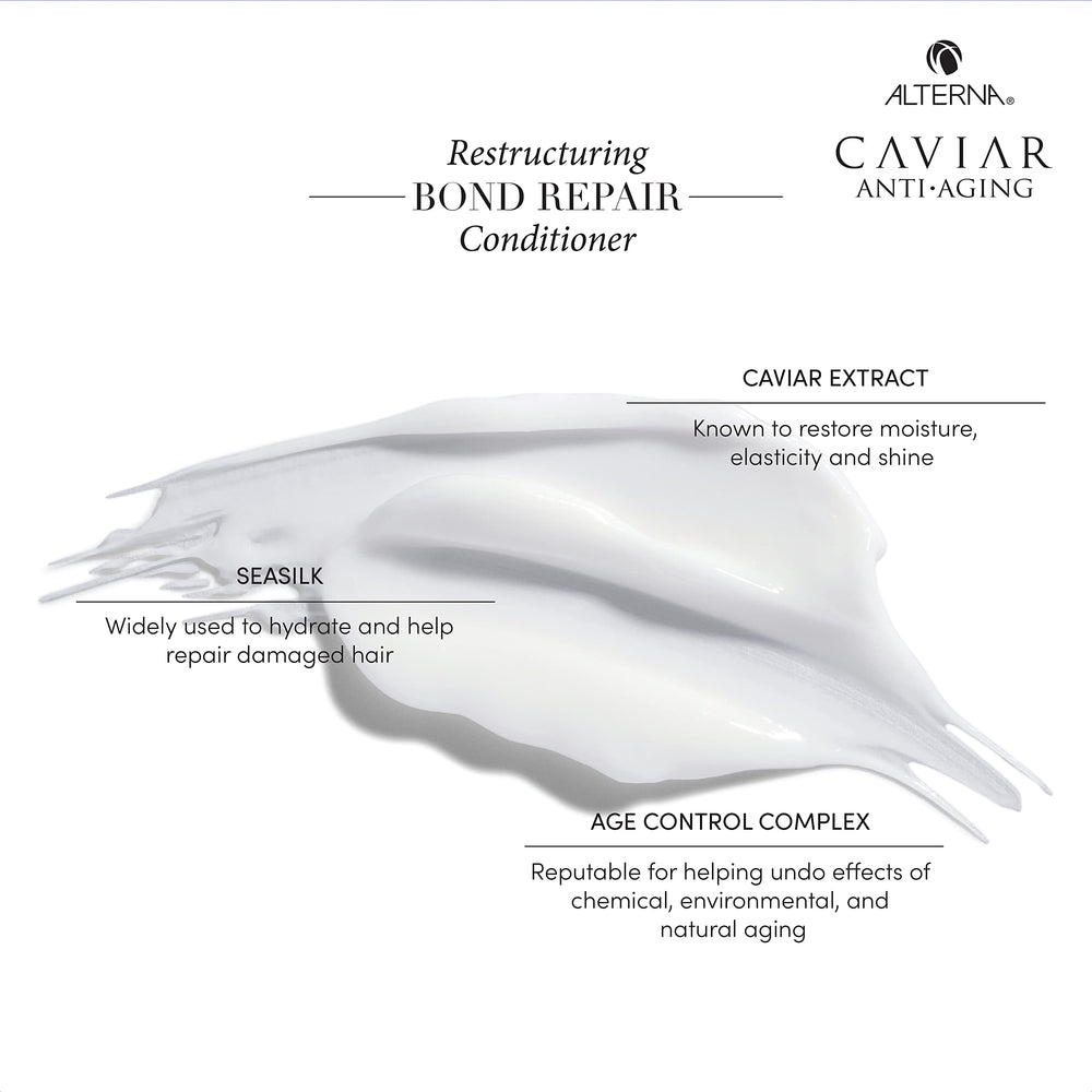 Graphic illustrating bond repair technology for Alterna haircare.