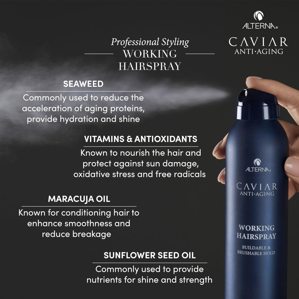 Alterna Caviar Anti-Aging flyaway tamer for polished finishes.