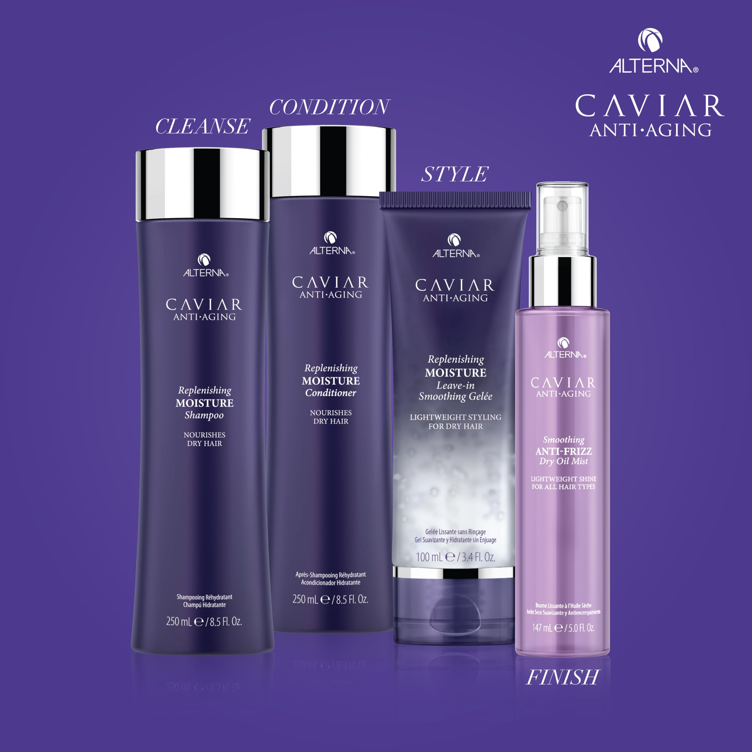 Alterna CAVIAR Anti-Aging Gelee provides high shine and improved manageability.