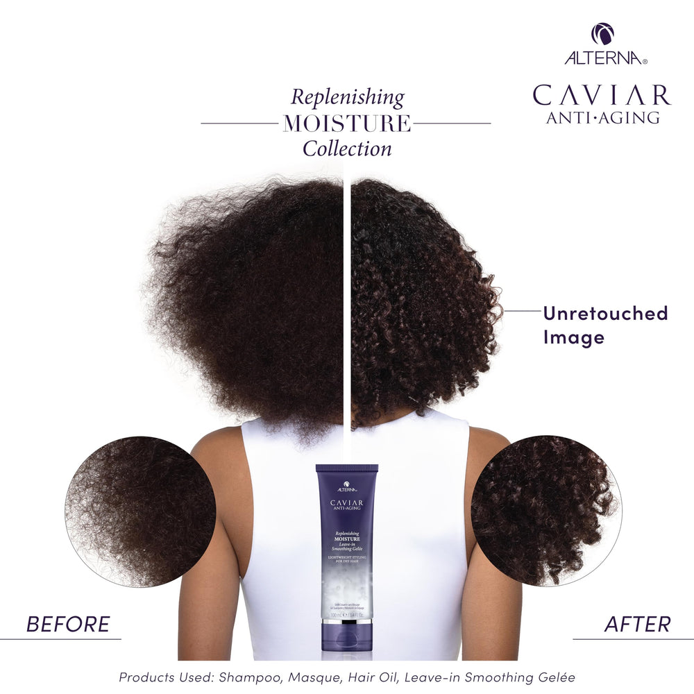 Alterna CAVIAR Anti-Aging Leave-In Gelee after use yields smoother hair.