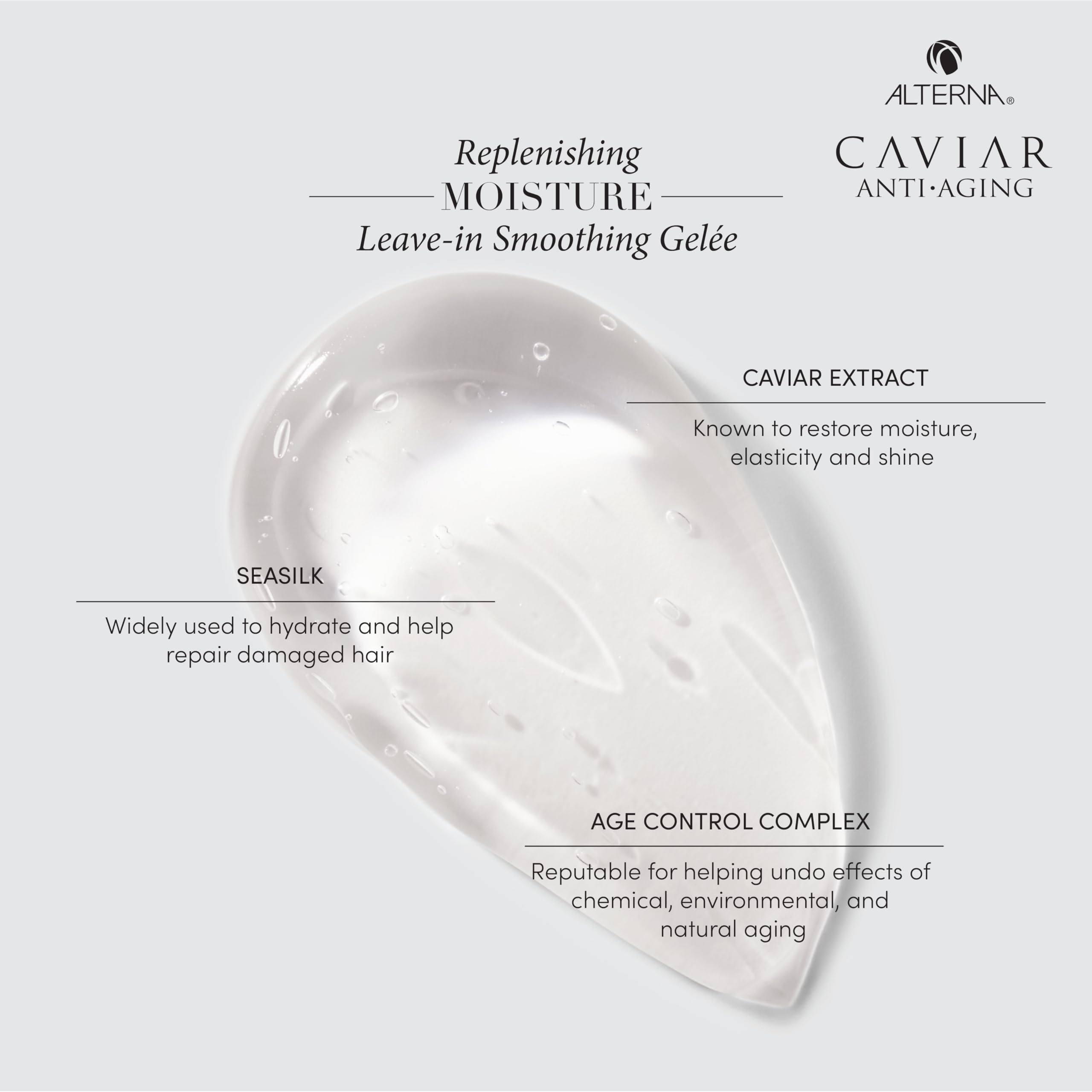 Alterna CAVIAR Anti-Aging Gelee texture close-up showing silky gelée consistency.