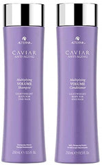 Alterna Caviar Anti-Aging Multiplying Volume Shampoo bottle boosts fullness for fine hair.