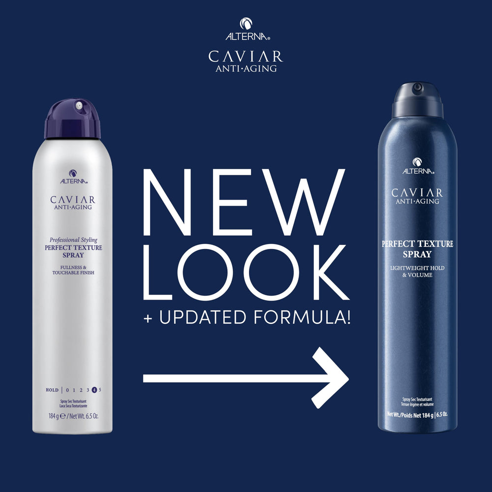 Alterna Caviar Perfect Texture Spray mist delivers touchable texture without stiffness