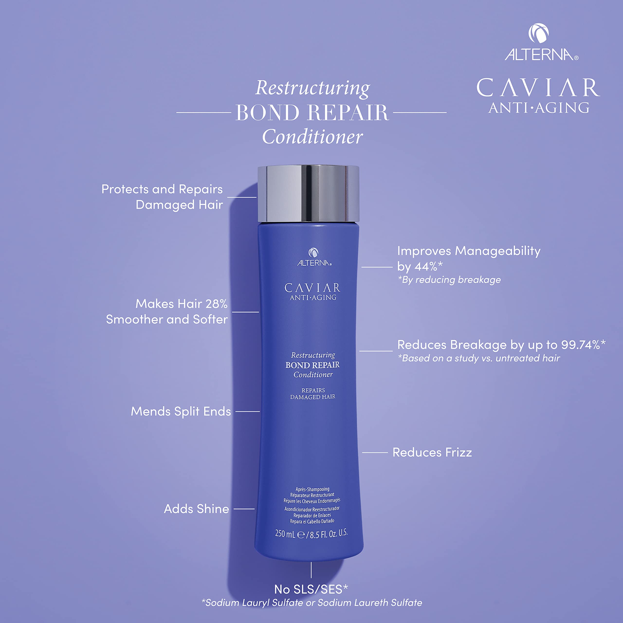 Shiny, healthy-looking hair after using Alterna bond repair products.
