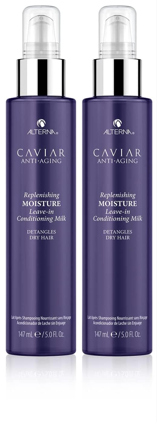Alterna Caviar Anti-Aging Leave-In Milk bottle delivers deep hydration for dry hair