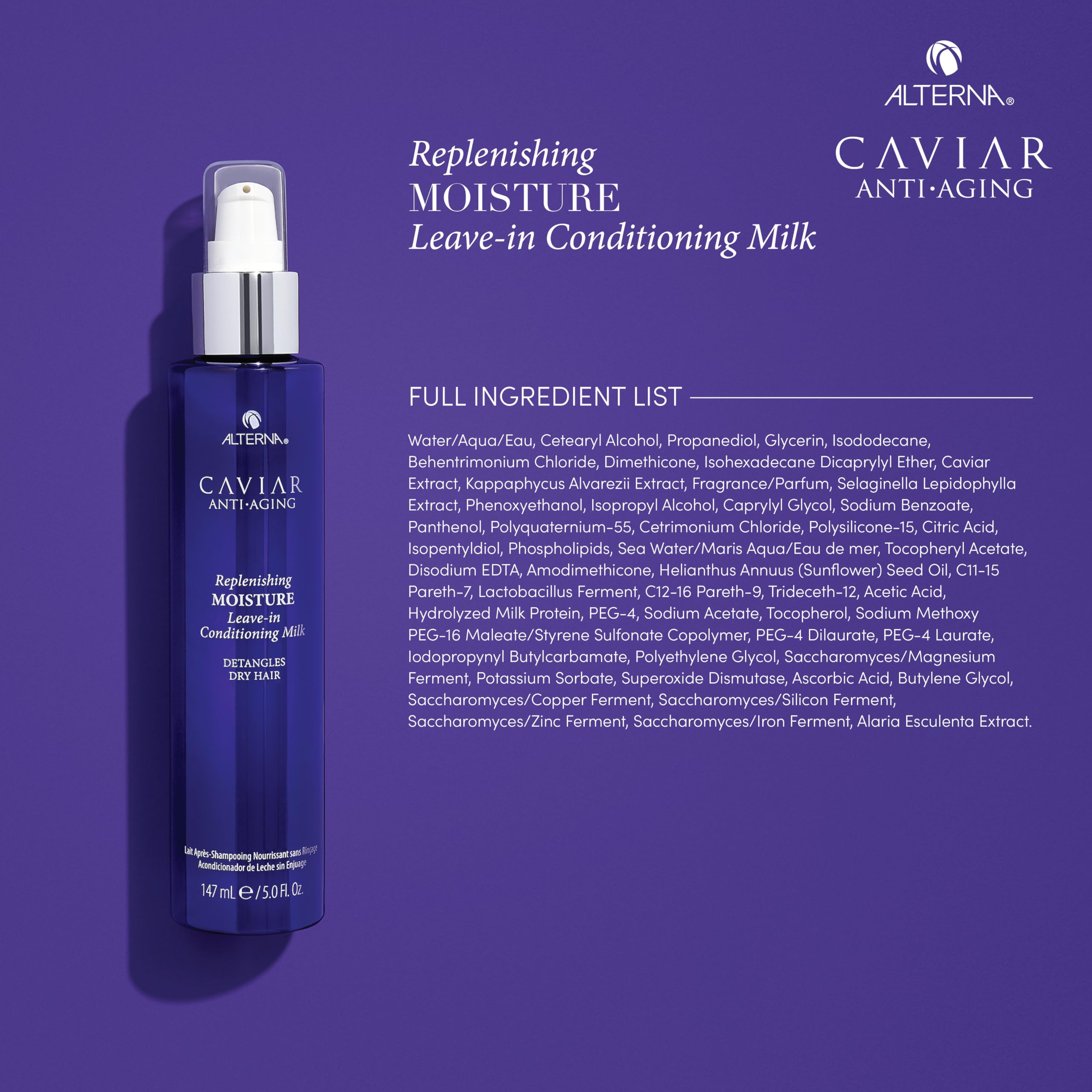 Applying Alterna Leave-In Milk to towel-dried hair mid-length to ends