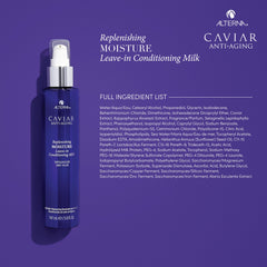 Applying Alterna Leave-In Milk to towel-dried hair mid-length to ends