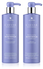 Alterna CAVIAR Bond Repair shampoo bottle reinforces strands for healthier feel