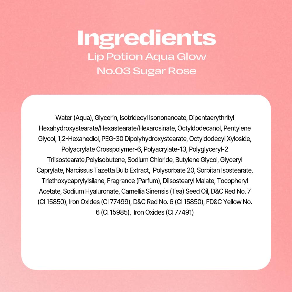 Alternativestereo Lip Potion Aqua Glow No.3 Sugar Rose glow closeup reveals glass-like shine.
