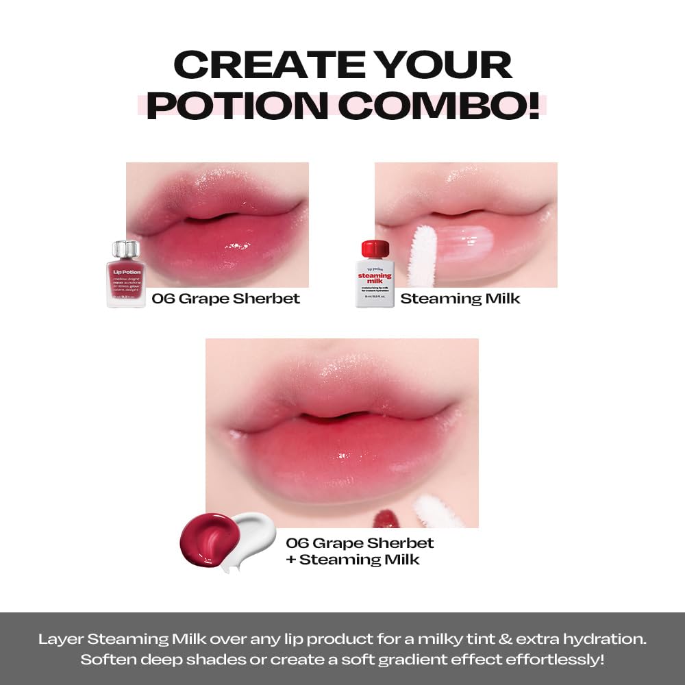 Alternativestereo Lip Potion Aqua Glow No.6 Grape Sherbet gloss glances with glass-like shine.