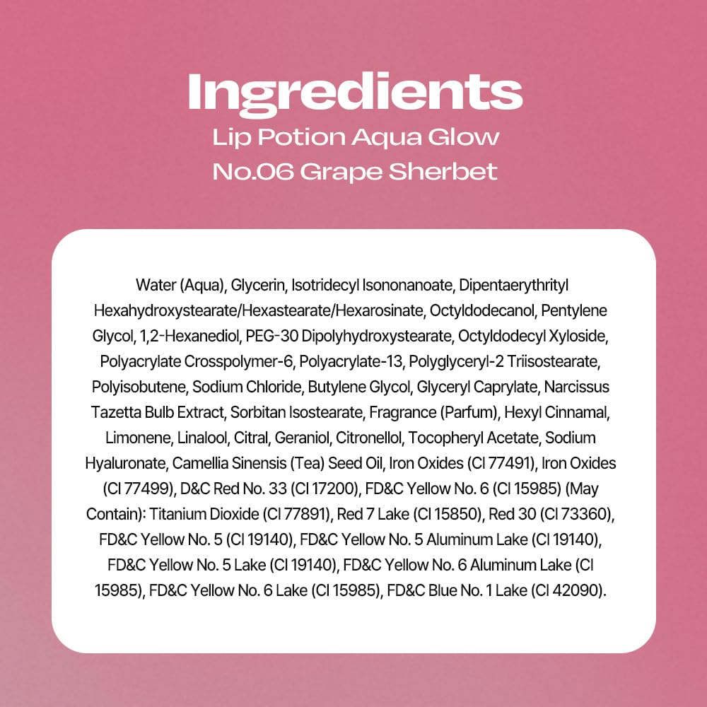 Alternativestereo Lip Potion Aqua Glow No.6 Grape Sherbet lip tone enhancement.