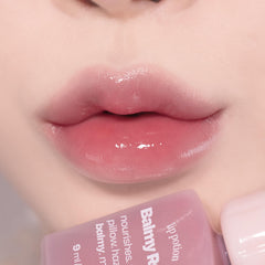 alternativestereo Lip Potion Balmy Rose on cheeks provides natural, buildable flush.