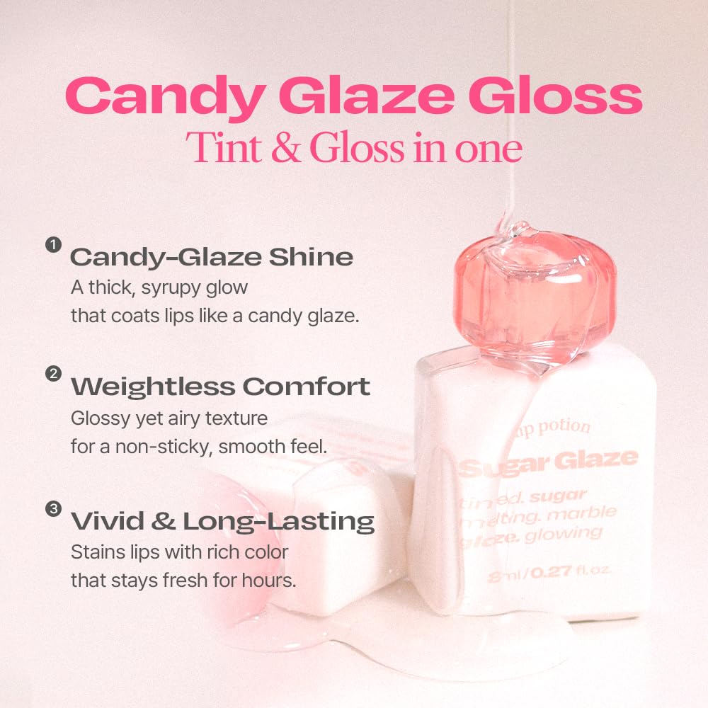 Alternativestereo Lip Potion Sugar Glaze Tint in-hand demonstrates compact 0.3 oz size.