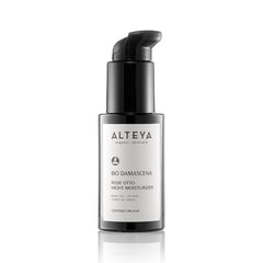 Alteya Night Moisturizer bottle shows a rich organic formula for overnight hydration