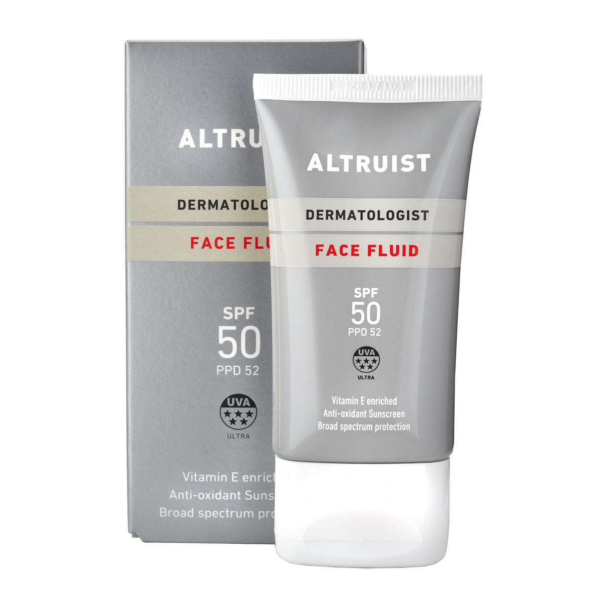 Altruist Dermatologist Sunscreen Fluid SPF50 bottle 50ml for daily UV protection