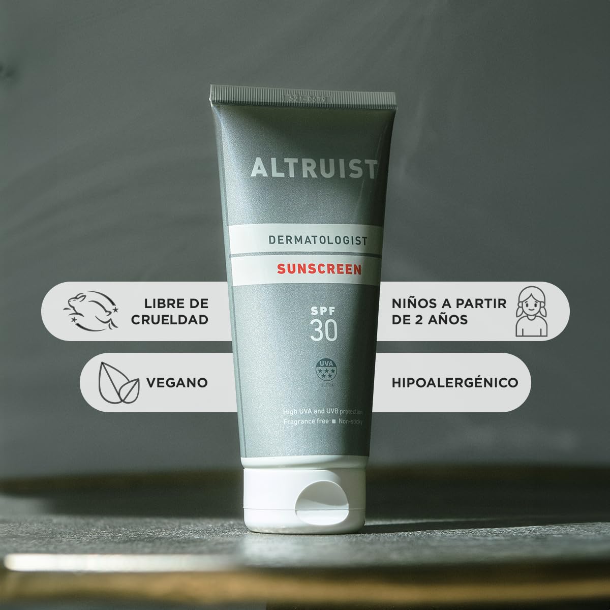 Altruist sunscreen being applied to the face for smooth coverage