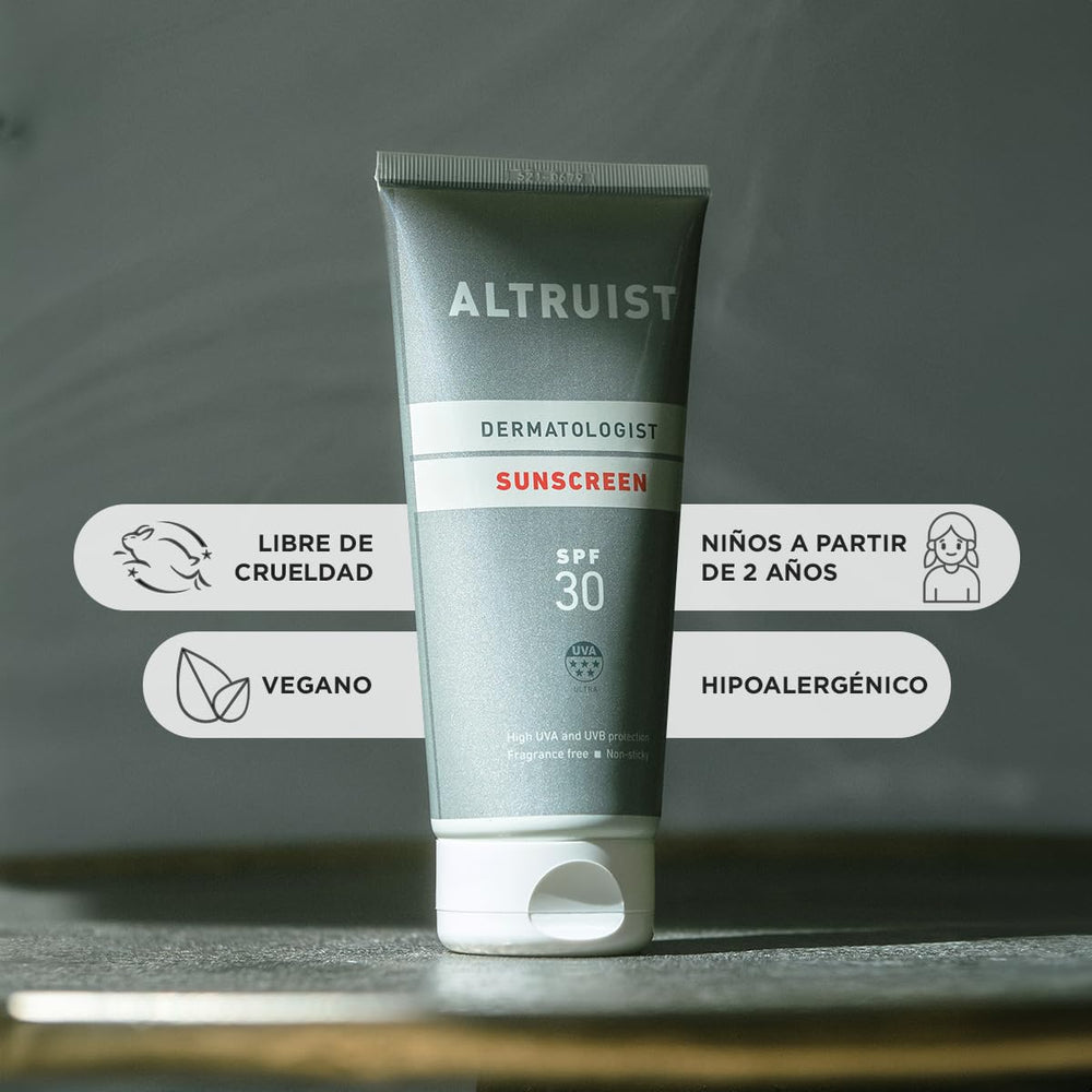 Altruist sunscreen being applied to the face for smooth coverage