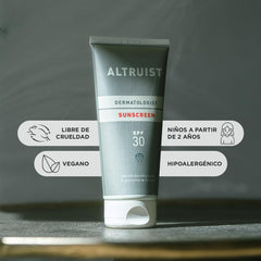 Altruist sunscreen being applied to the face for smooth coverage
