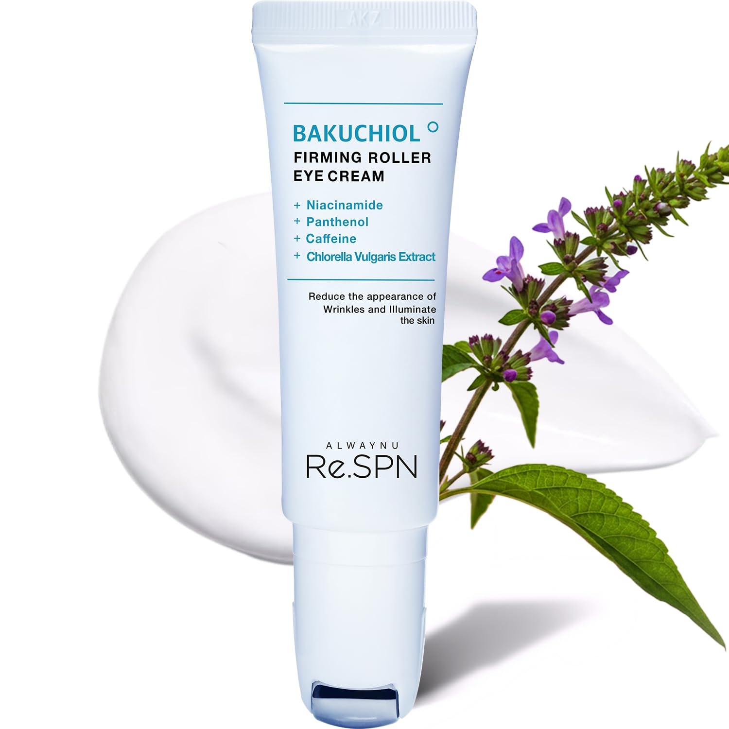 AlwayNu Re.SPN Bakuchiol Eye Cream bottle with cooling metal roller