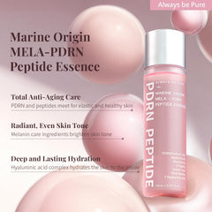 Close-up of Always Be Pure label highlighting salmon DNA and PDRN peptides for renewal support.