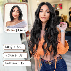 ALXNAN clip-in long wavy extension back view blends seamlessly.