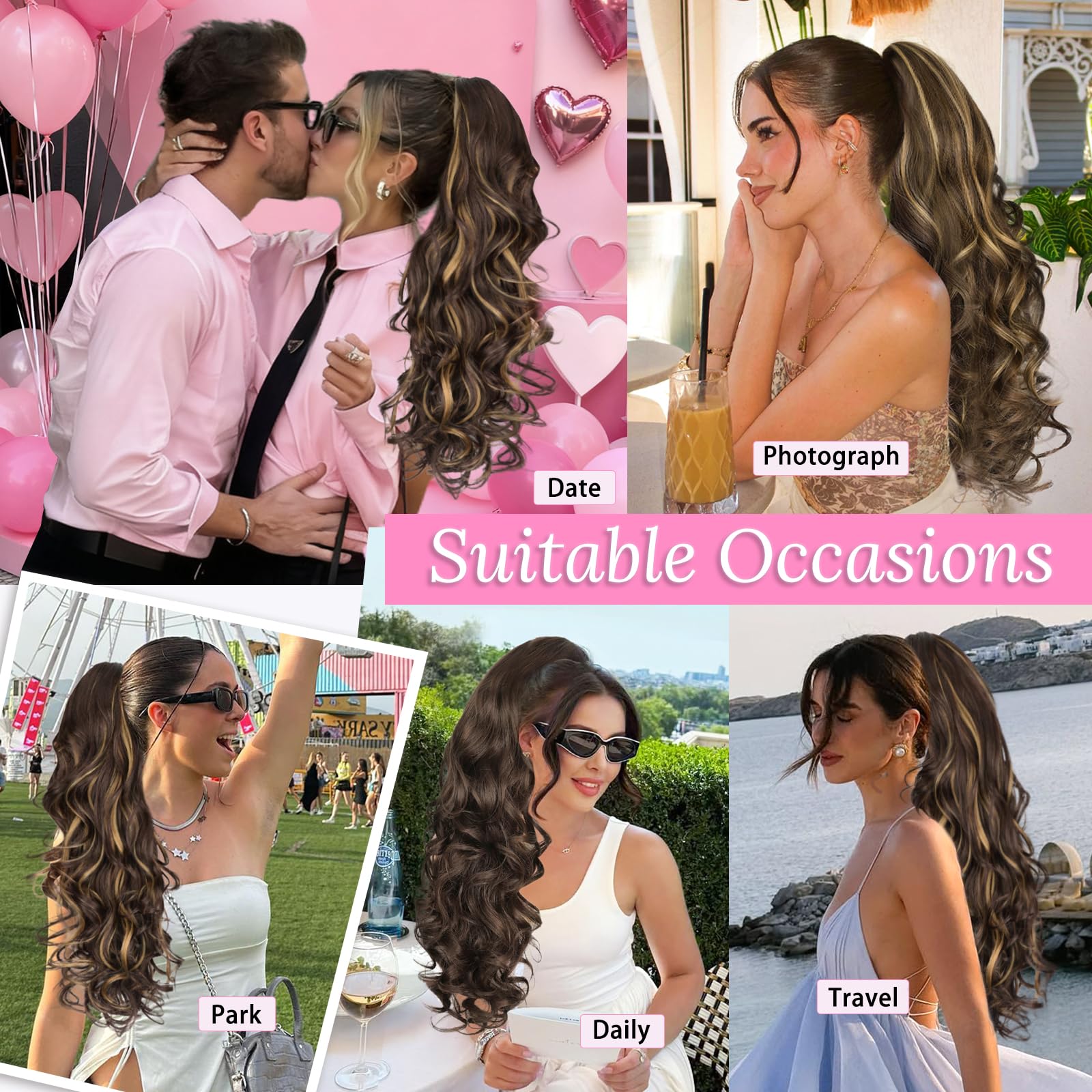 ALXNAN ponytail delivers instant volume and length for fuller look.